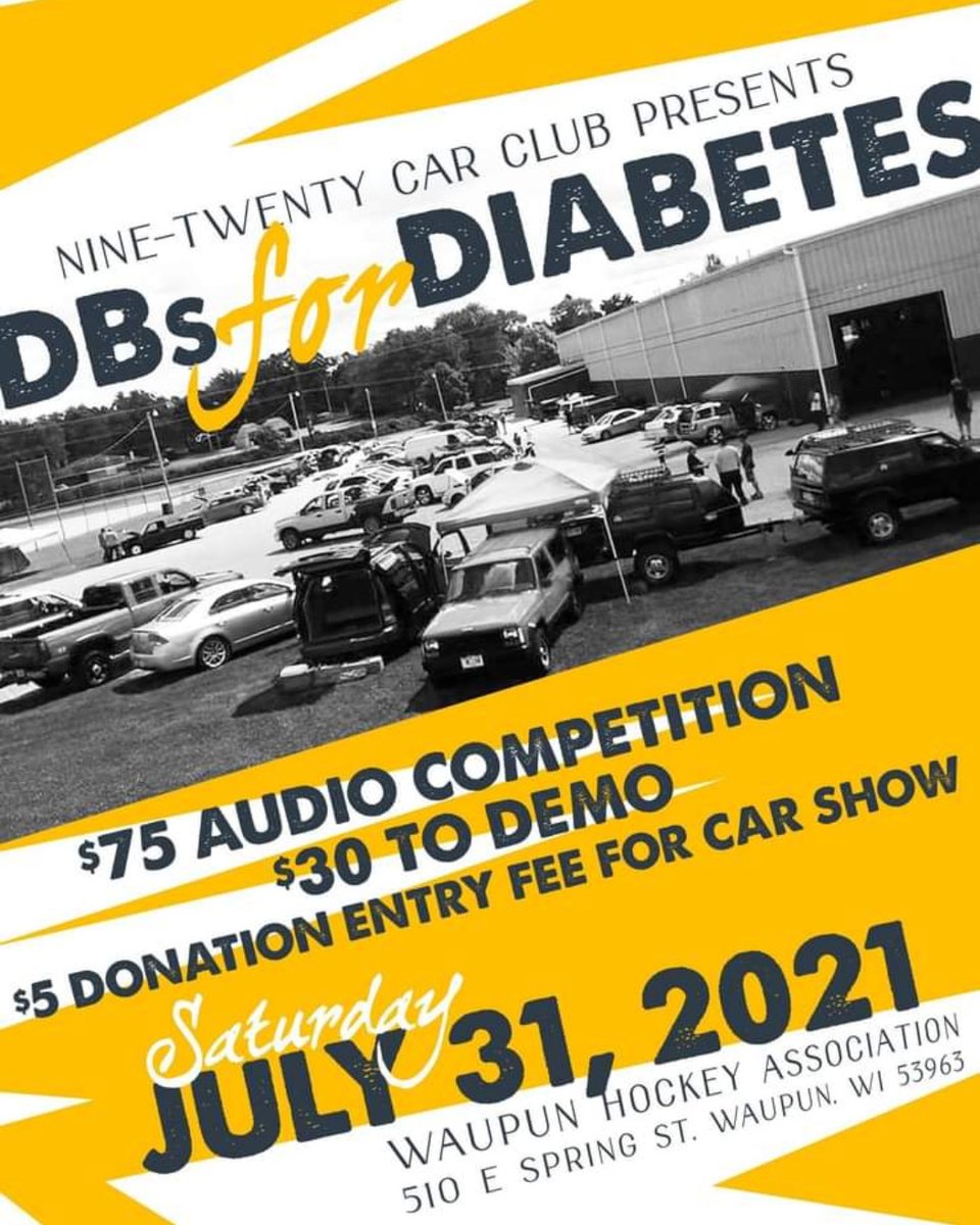 JDRFWisconsin's tweet photo. Join our T1D community for DB's for Diabetes annual car show! Saturday, July 21 at the Waupun Community Center (510, E Spring St) This is Wisconsin's largest audio competition featuring some record setting vehicles! 
https://t.co/CEVvAbUOml https://t.co/Z2B8enLspM