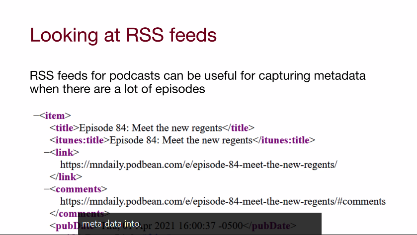 irynakuchma's tweet image. RSS feeds for podcasts can be useful for capturing metadata - preserving podcasts: an institutional repository case study by Erik A. Moore &amp;amp; Valerie M. Collins, University of Minnesota #OpenRepos2021
