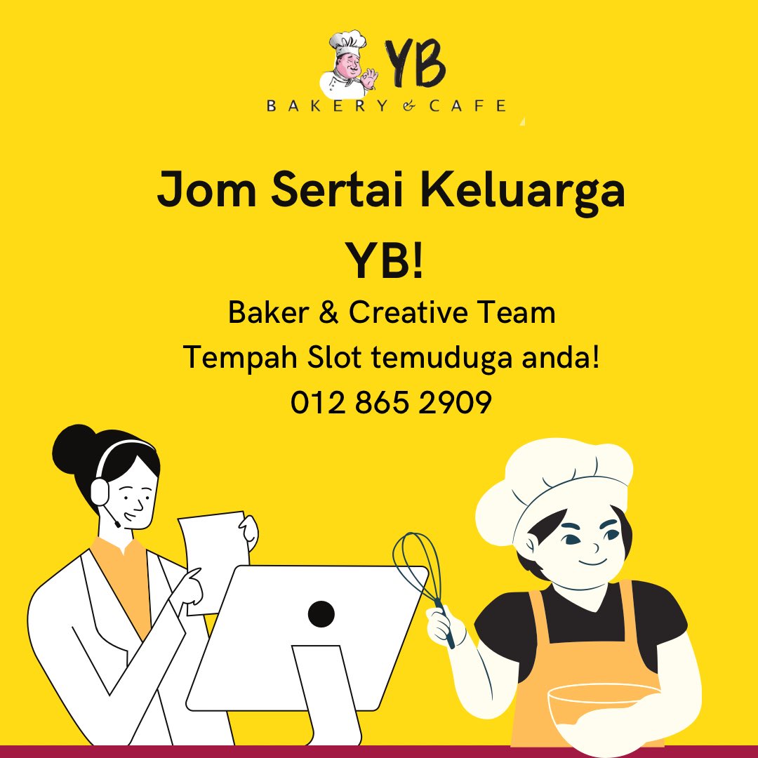 ybbakeryKL's tweet photo. War-warkan kepada yang memerlukan pekerjaan. #kitajagakita #fmco #kerjakosong #baker #bakerkl #bakerykl https://t.co/itFzjOCgyl