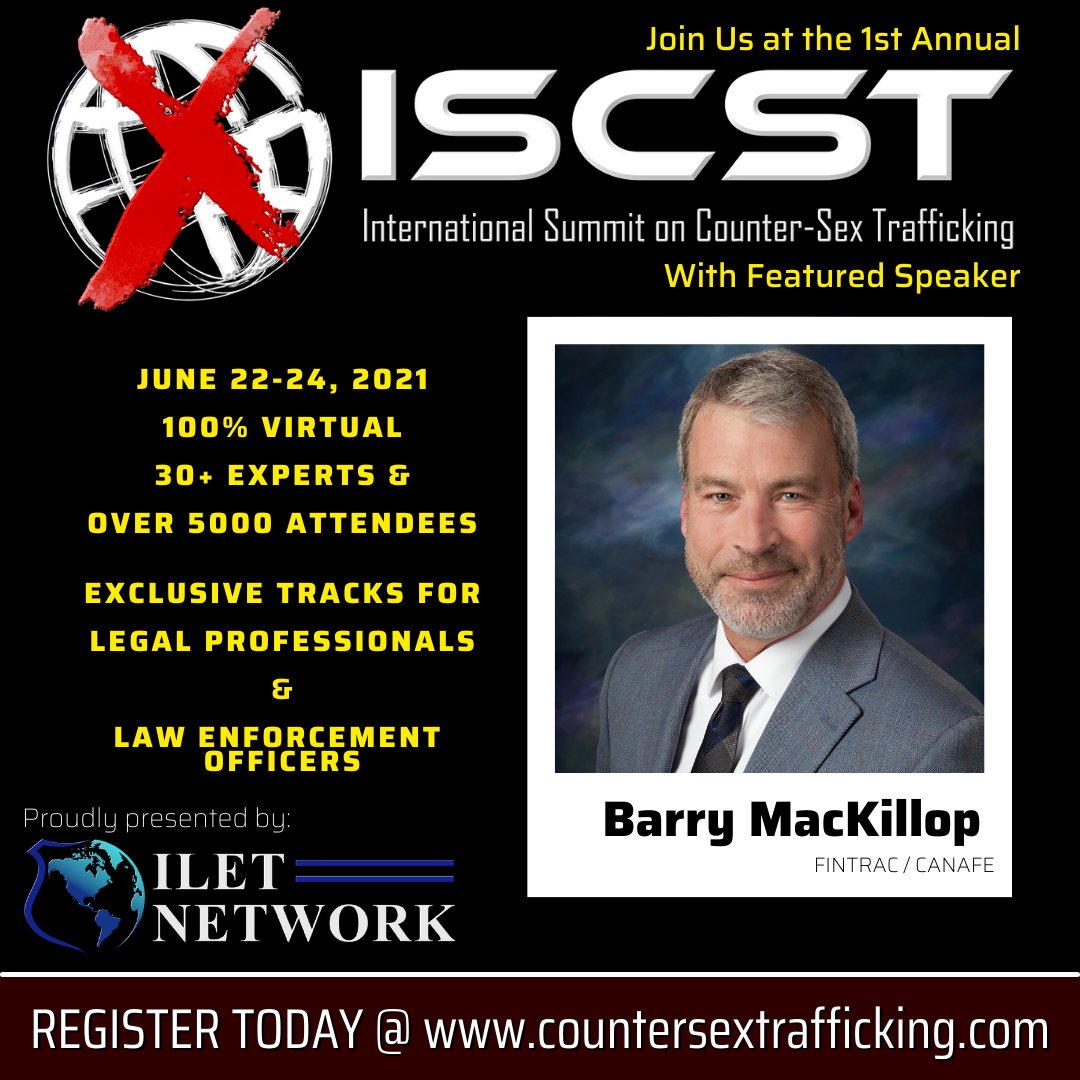 iletnetwork's tweet photo. We are proud to announce Barry MacKillop of FINTRAC will join our line up of experts at the first annual International Summit on Counter-Sex Trafficking.
Register today for Early Bird pricing at https://t.co/N1FT2fexFz!
#LetsStartTheConversation #ISCST #EndHumanTrafficking https://t.co/CAmupbArB4