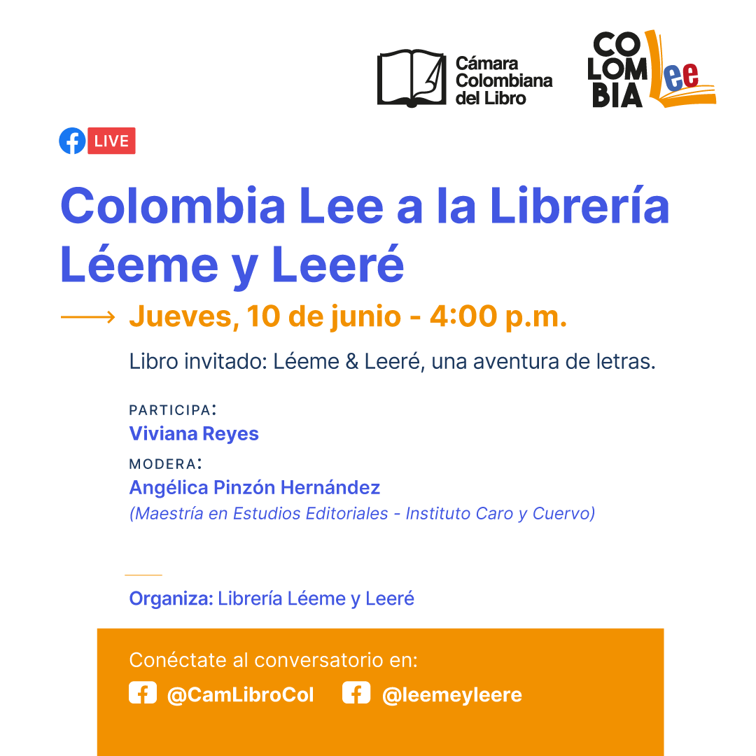 CamLibro's tweet photo. #ColombiaLee a la librería @leemeyleere 

Los esperamos en esta charla virtual con Viviana Reyes y Angélica Pinzón para hablar un poco sobre el recorrido e historia de la librería. 📚

📆 Jueves, 10 de junio
⏰ 4:00 p.m.
✅ Facebook Live Cámara Colombiana del Libro. https://t.co/wQ9oG2lN0R