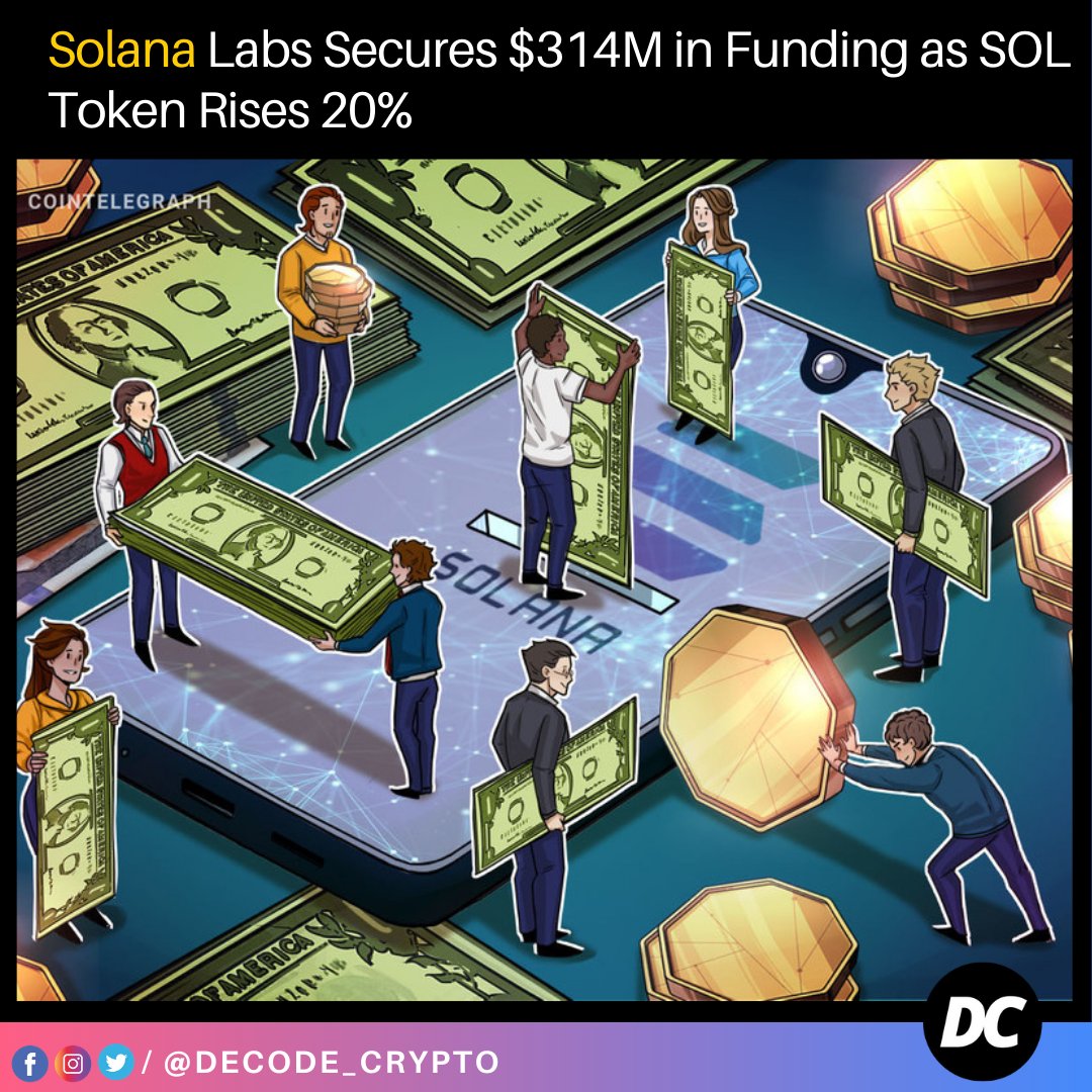 DecodeCrypto_'s tweet image. Solana’s price increase comes amid Solana Labs raising over $300 million in a recent funding round.

#crypto #bitcoin #cryptocurrency #blockchain #btc #ethereum #forex #money #trading #bitcoinmining #cryptocurrencies #bitcoinnews #cryptotrading #bitcoins #investment