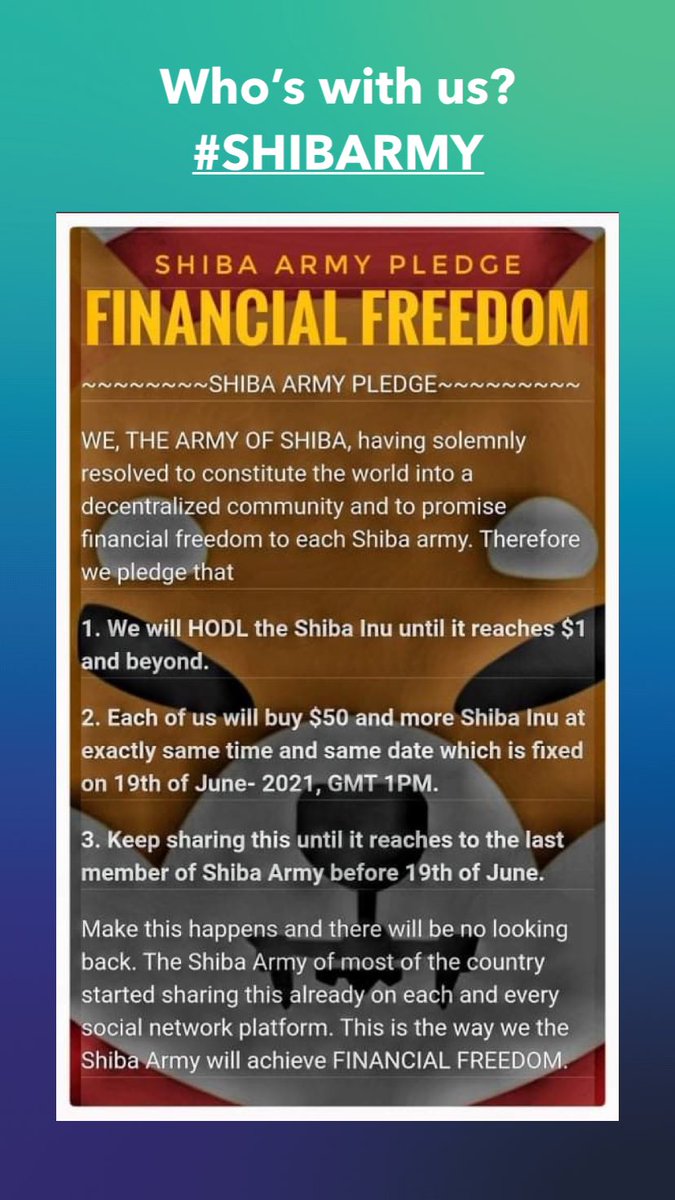 d_show11's tweet photo. @army_shiba Creating awareness 19th June #SHIBARMY https://t.co/zV3FXtMtH5