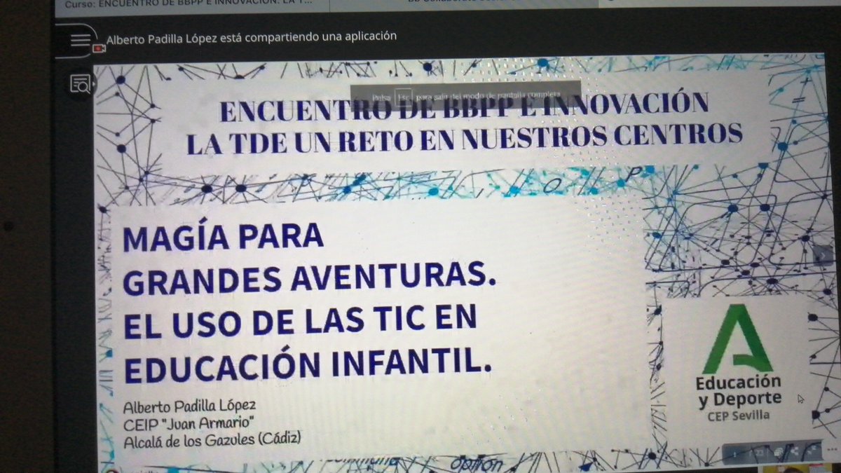 Segundo día de jornadas #TDE en <a href="/CEPdeSevilla/">CEP de Sevilla</a>. Después de conocer el aula del futuro con Juan Diego Ortiz ahora con @albertopadlop conocemos iniciativas para trabajar con las TICs en Infantil <a href="/CEPdeSevillaJER/">JEduardoRodriguez</a> @CEPdeSevilla640 <a href="/CEPdeSevilla797/">Antonio Estrada</a> <a href="/CEPdeSevilla458/">Raquel Nieto Asesoría ACS del CEP de Sevilla</a> <a href="/CEPdeSevilla835/">Asesoría Primaria</a>