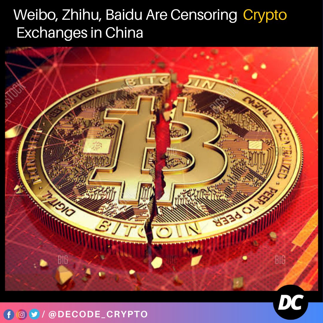 DecodeCrypto_'s tweet photo. @Baidu_Inc and Weibo are major internet services in China—and it looks like they’re censoring crypto exchanges used by Chinese consumers.

#crypto #bitcoin #cryptocurrency #blockchain #btc #ethereum #forex #money #trading #bitcoinmining #cryptocurrencies https://t.co/5E29eHS3Xb