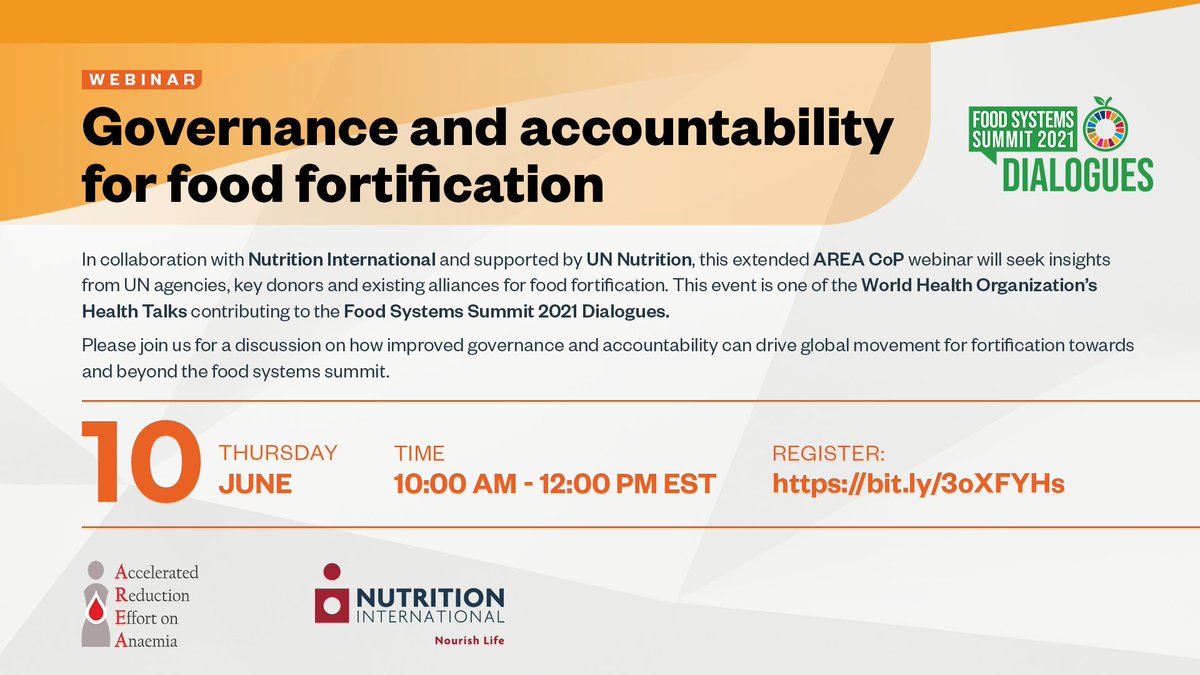 NutritionIntl's tweet photo. 🗓️Tomorrow! Register now: Governance and accountability for #FoodFortification. Including speakers from @WHO @AREAnaemia @UNICEF @WFP @USAID @IodineGlobal @FFINetwork +more! #FoodSystems4Health #SummitDialogue #FoodSystemDialogues https://t.co/A2mk7MSYxM https://t.co/iL4pHWkbM7