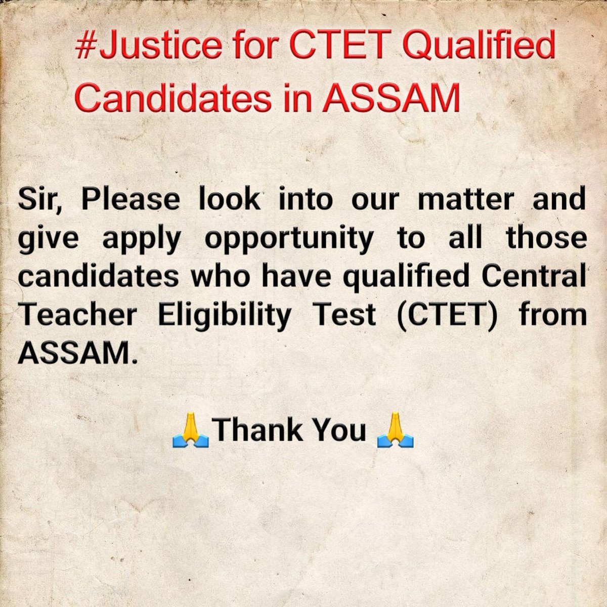 ImKhoyrul's tweet photo. #JusticeForCtetInAssam
#AllowCtetInAssam 
@ranojpegu @himantabiswa @DrRPNishank @ncteDelhi @CMOfficeAssam @PMOIndia @HomeMinistr2024 https://t.co/BUlVPqgg62