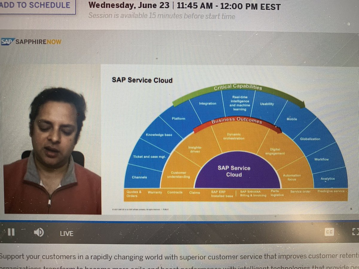 kirsitarvainen's tweet image. Sanjeet Mall about SAP Service Cloud: ”We see it as a vehicle to deliver business outcomes.” #sapservicecloud #sapphirenow #cx