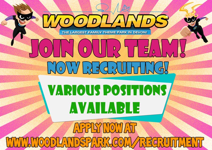 Recruiting NOW!
Become part of the Woodlands Team!!

We have a selection of jobs roles available.
Includes EXCLUSIVE staff discounts!!
Seasonal, part time, weekends and more!

Find out more:
woodlandspark.com/recruitment
#recruitment #woodlandsfamilythemepark #jobs