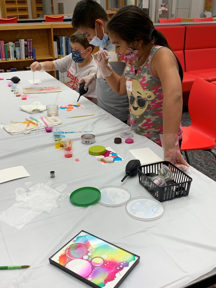 GoshenSchools's tweet photo. Yesterday the GCS Summer Library program was Alcohol Ink.  Here are a few photos from that fun event! https://t.co/Lk93UuZyME