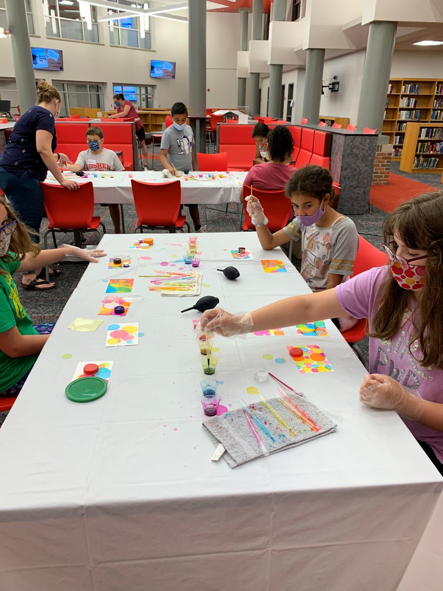 GoshenSchools's tweet photo. Yesterday the GCS Summer Library program was Alcohol Ink.  Here are a few photos from that fun event! https://t.co/Lk93UuZyME