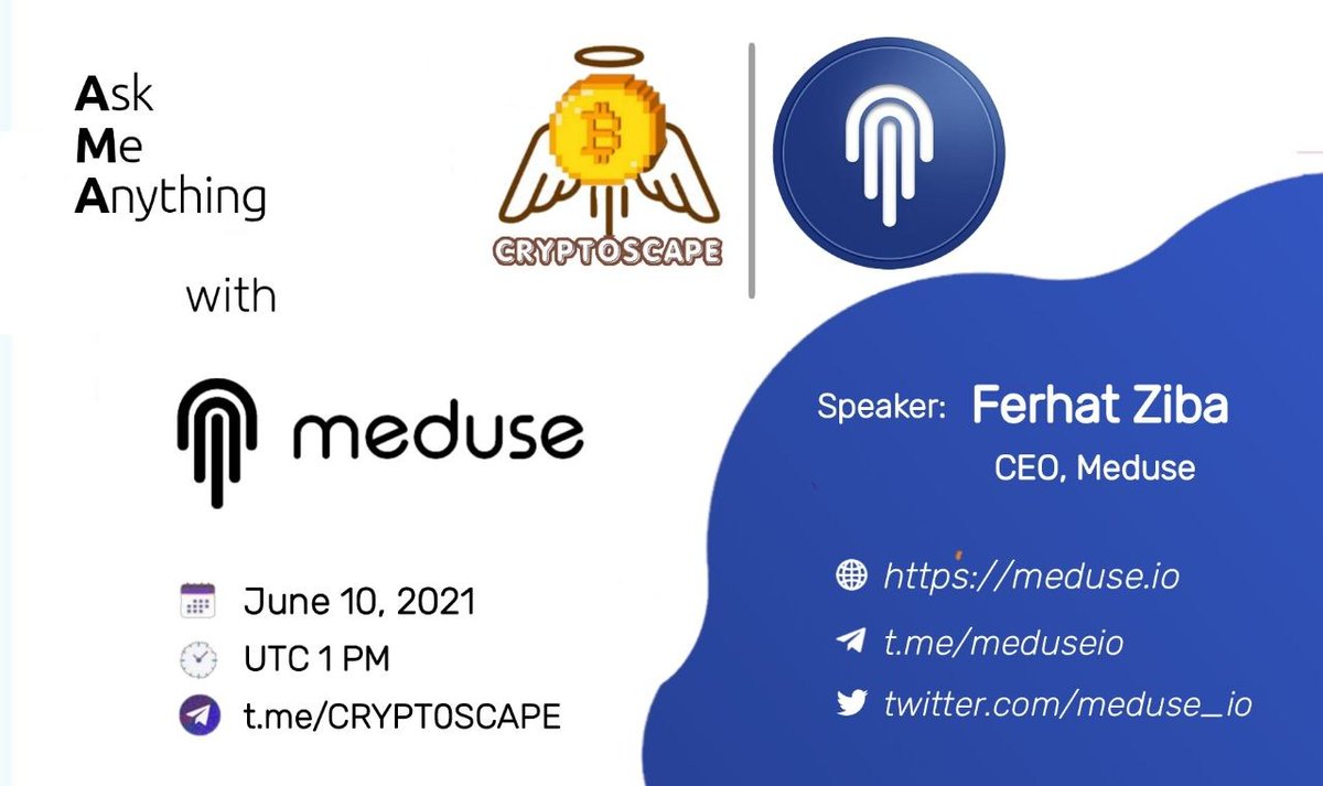 Cryptoscape will hold an #AMA with  Meduse on  10 june 2021 at 1 PM UTC

🎁Reward Pool: 100$
 Venue:t.me/CRYPT0SCAPE 

Rules: 

🔸Like and Retweet 

🔸Follow <a href="/Cryptoscape1/">Cryptoscape</a> and <a href="/meduse_io/">meduse</a>

✍Comment 3 best questions and tag 3 Friends