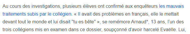 Ah, elle m'avait fait sensiblement pareil. Elle m'avait demandé de monter sur l'estrade pour dire "tu es tellement con, si t'étais mon gosse je t'aurais giflé devant tout le monde".

Le "club anti-Adrien" avait bien ri (ils me harcelaient parce que me trouvaient "trop moche")