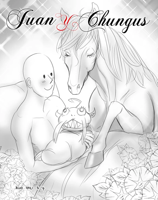 This is something I stop myself from posting before because I thought it was too cursed. But I'm not in shape to draw anything new now so I will shitpost with smile on my face. 😀Juan ♥️ Chunggus. 