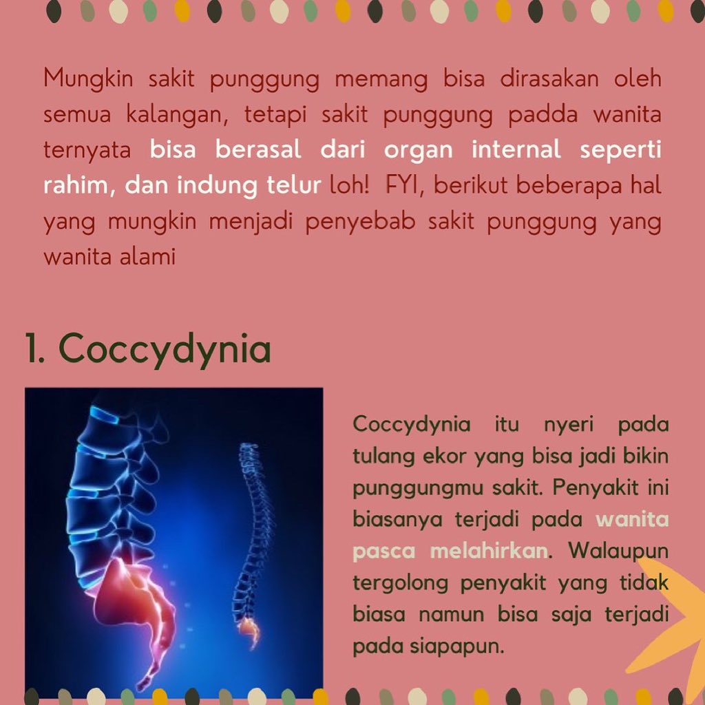 herbatilegroup's tweet photo. Buat para wanita, ternyata sakit punggung yang kamu rasakan itu bisa disebabkan oleh banyak hal loh!

#sakitpunggung #sakit #wanita #tumor #jamu #rempah #jamusegar #jahemerah #jahe #kunyit #kunyitasam #minuman #minumansehat https://t.co/MZUEKtMvca