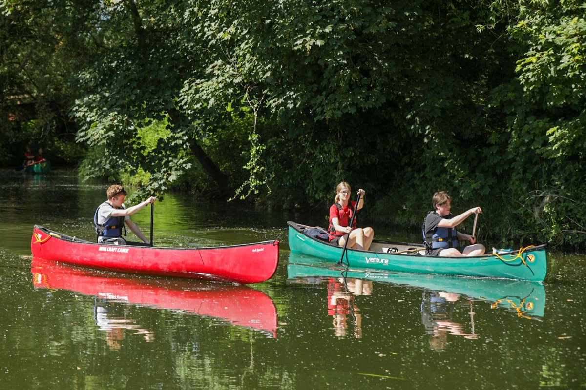 The silver canoeists enjoying  the first few miles under the shade of over over hanging trees on a gentle meandering part of the Great Ouse river. #dofe #adventurousjourney #motivation #nature #outdoors