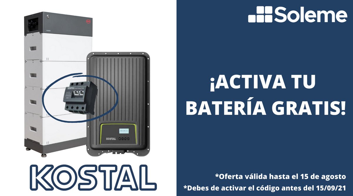 SolemeSL's tweet photo. ¡Código activación batería para PIKO MP Plus GRATIS!
☀️No lo pienses más y aprovecha el verano para instalar un sistema híbrido con baterías, sin costes adicionales.

Para más información contacta con nosotros. https://t.co/2ZuuwpebXh