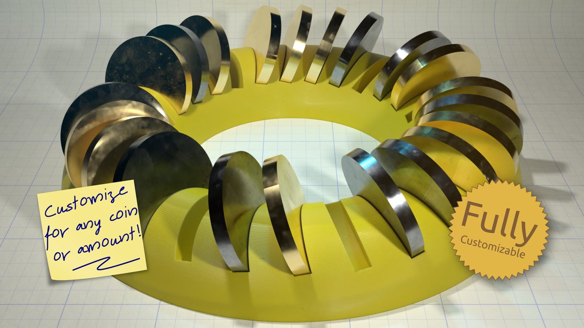 code_and_make's tweet image. Fully customisable 3D printable coin rack: cults3d.com/en/3d-model/ho… #3dprinted #3dprinting