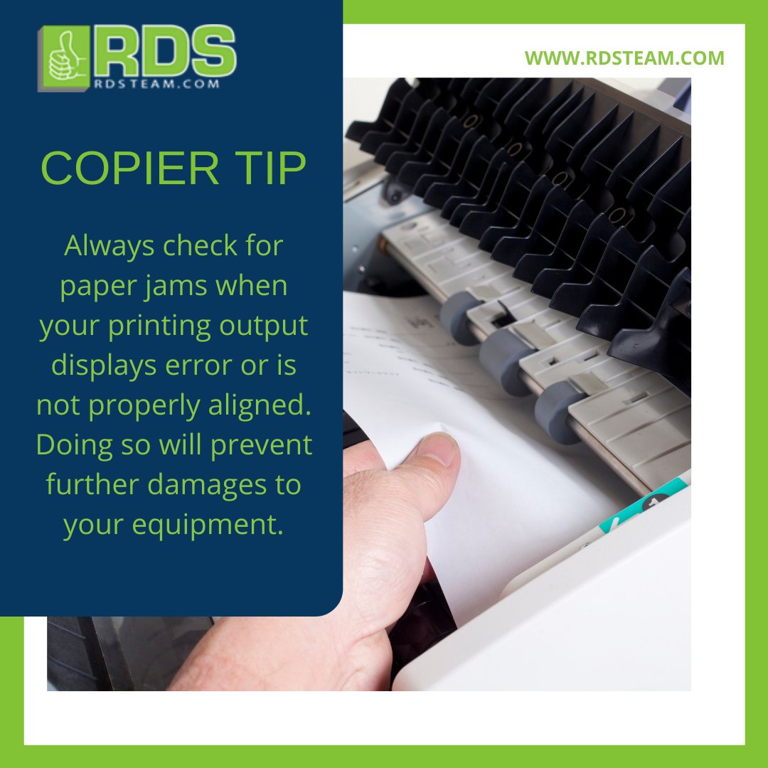 RDSA1Team's tweet image. . Always check for paper jams and clean your equipment of accumulated papers to keep your copier functioning properly learn more at rdsteam.com/support/copier….

#paper #paperjam #printingerror