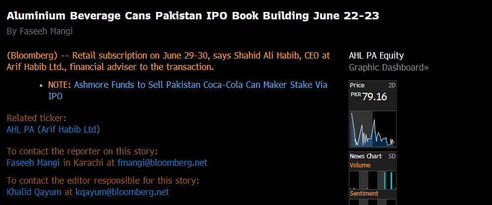 ShahidAliHabib1's tweet photo. #PABC is the first and only aluminium beverage cans manufacturer in #Pakistan that supplies to Coca-Cola, PepsiCo & all other major carbonated drinks bottlers.
#PriceRange: Rs. 35-49/- share
#BookBuilding: 22-23 Jun 2021
#PublicSubscription: 29-30 Jun 21
#PSX #SECP #IPO #AHL https://t.co/9uX0yQ6X15