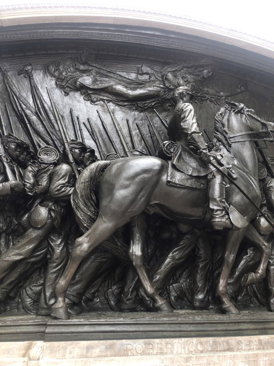 MAAHMuseum's tweet photo. The #Shaw54th Regiment Memorial is back at the Boston Common after a $3M restoration! Thanks to all who were "Witness to History" with us, @FOPG, @BOAFNPS, & @BostonParksDept during #MDW to honor the first all-Black corps of soldiers from the Northeast to fight in the Civil War. https://t.co/RXtLaXlUwT