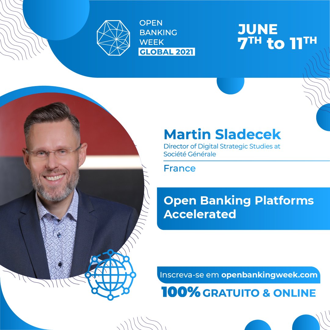 @OpenBankingWeek Global 2021, largest global event strongly focusing on just the #OpenBanking! Full week with thousands of worldwide attendees.
Honored to be the speaker: 16:30 CEST / JUNE 11
Attend for free: "openbankingweek.com"
#openfinance <a href="/SocieteGenerale/">Societe Generale Group</a> #TheFutureIsYou