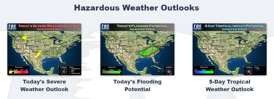 A few areas of severe weather are possible today in Texas, Montana, and northern Minnesota. Flash flooding potential is high across the southeastern U.S. No tropical activity expected in the next 5 days.

#MTwx #TXwx #MNwx #INwx #OHwx #ARwx #LAwx #MSwx #ALwx #AGwx https://t.co/ioGCb6ZKSu