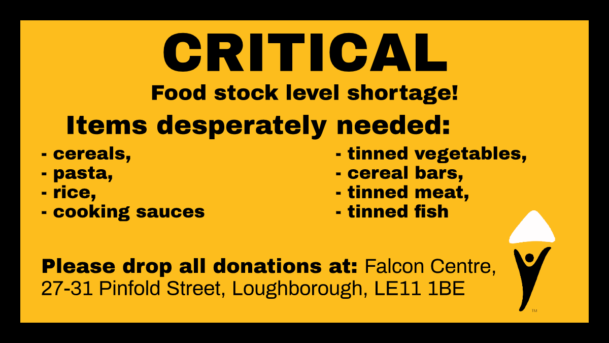 FalconSupport_'s tweet image. We are extremely low on food supplies. Please bring what you can to the Falcon Centre!

@BBCLeicester @LeicsPCC @leicslive @Leicestermedia @JaneMHunt @ABridgen @NickyMorgan01 @Rupert_Matthews @Danjamesmartin @LeicesterTim @tonyroe @amy__orton