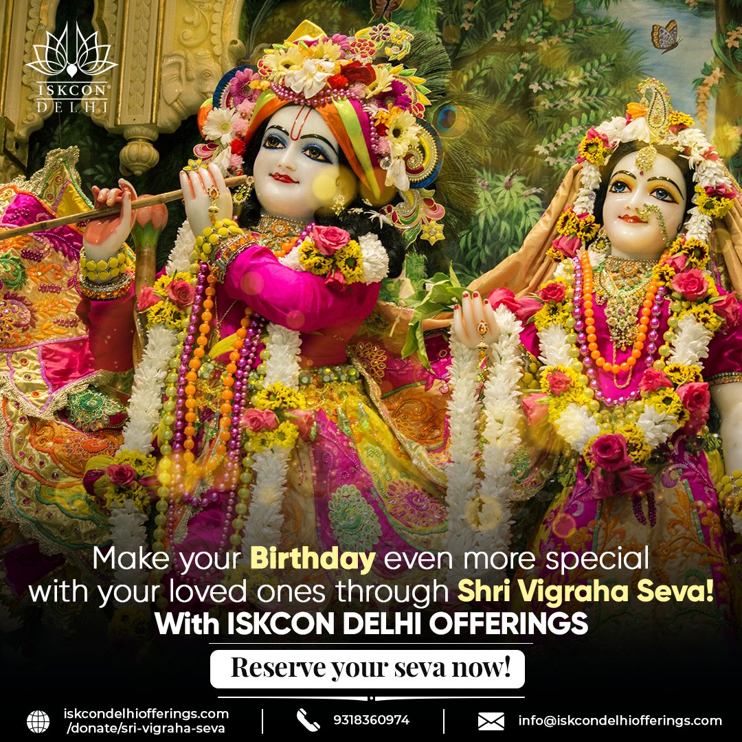 IskconOfferings's tweet photo. Uphold the sacred bond of love and connection with the Lordship with sacred offerings of service and energy with your loved ones.

Make special memories for your special day!

Reserve your Shri Vigraha Seva now! 
https://t.co/WyLDZ7N6Bt
.
.
.
.
.
#IskconYDID #iskcon #eastkailash https://t.co/RmQY6QBRU2