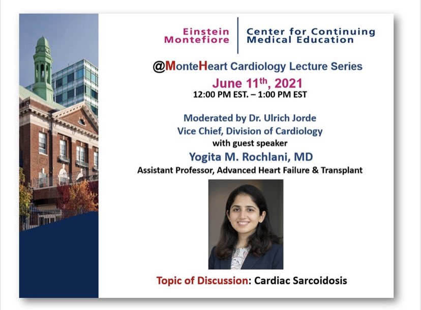 Montefiore Heart (@monteheart) on Twitter photo #MonteHeart Cardiology Lecture Series: NEXT UP➡️”Cardiac Sarcoidosis” with Dr. <a href="/yogitar/">Yogita Rochlani</a> on Friday June 11,2021 at 12 PM EST via zoom.
Zoom link➡️ einsteinmed.zoom.us/j/96223978561
International numbers➡️ einsteinmed.zoom.us/u/avEDnUrCJ #MonteHeart Cardiology Lecture Series: NEXT UP➡️”Cardiac Sarcoidosis” with Dr. <a href="/yogitar/">Yogita Rochlani</a> on Friday June 11,2021 at 12 PM EST via zoom.
Zoom link➡️ einsteinmed.zoom.us/j/96223978561
International numbers➡️ einsteinmed.zoom.us/u/avEDnUrCJ