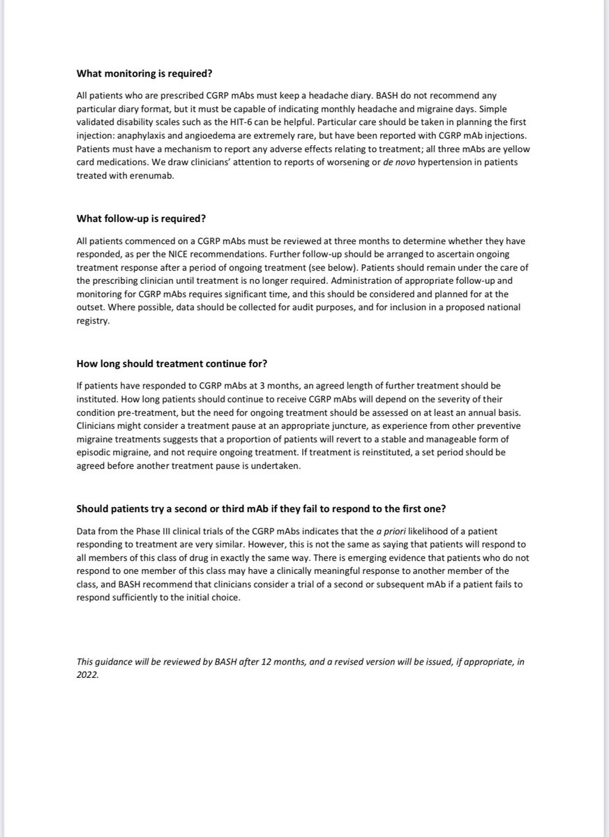 Today we publish our statement on the implementation of the <a href="/NICEComms/">NICE</a> guidance on the use of #CGRP monoclonal antibodies for #migraine. It’s vital these drugs get to those who need them, regardless of where they live