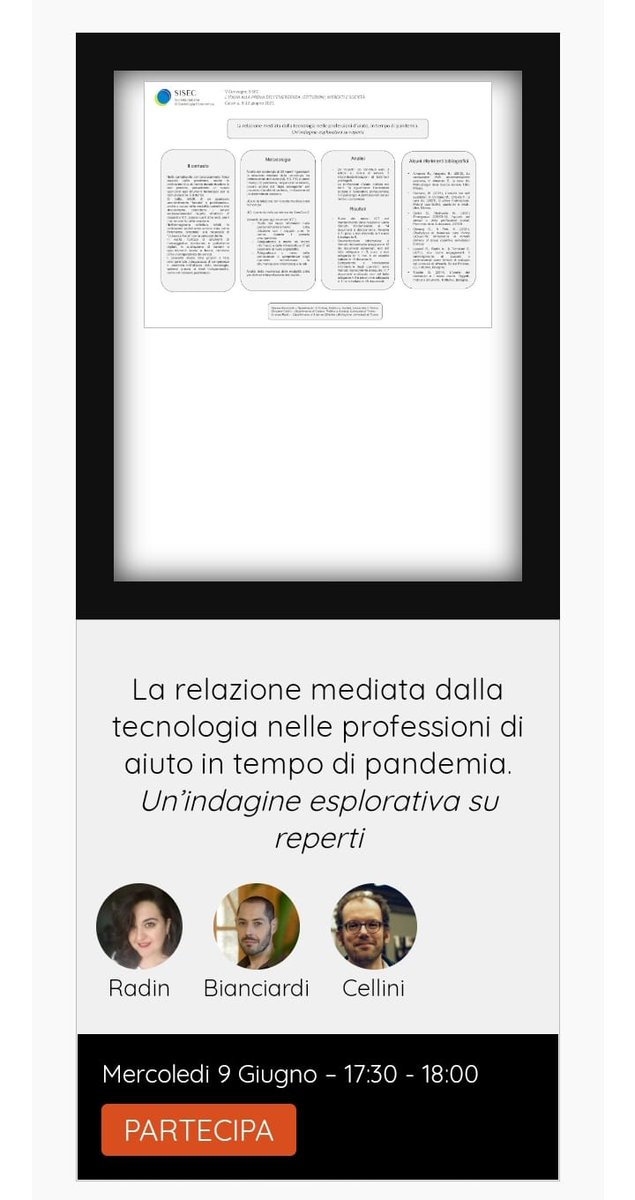 AriRadin's tweet photo. Parliamo di #professionidaiuto e #pandemia oggi a #sisec2021 https://t.co/E5R0iGvi6q