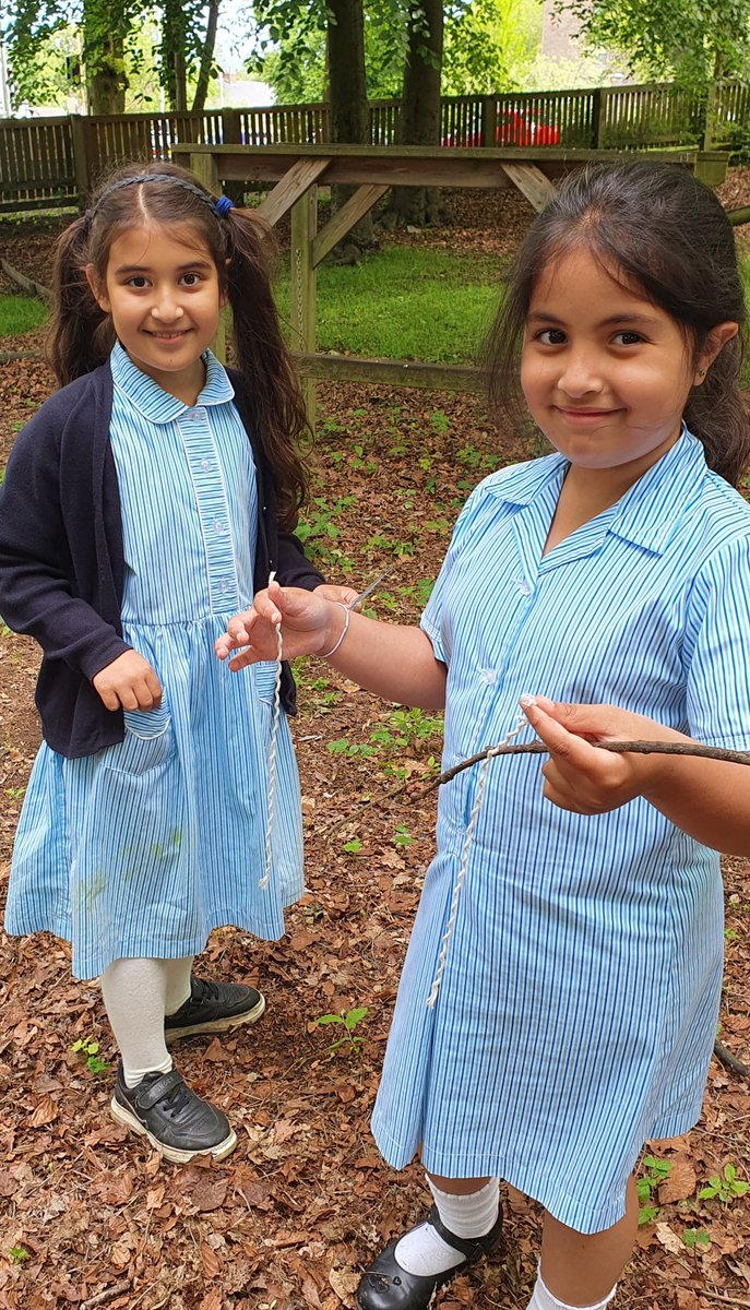 Form 3 have been using the outdoor classroom to supplement their Wild World topic this term. Today they became nature explorers and collected natural materials to create a hanging nature mobile🌞 @BowDurhamSchool