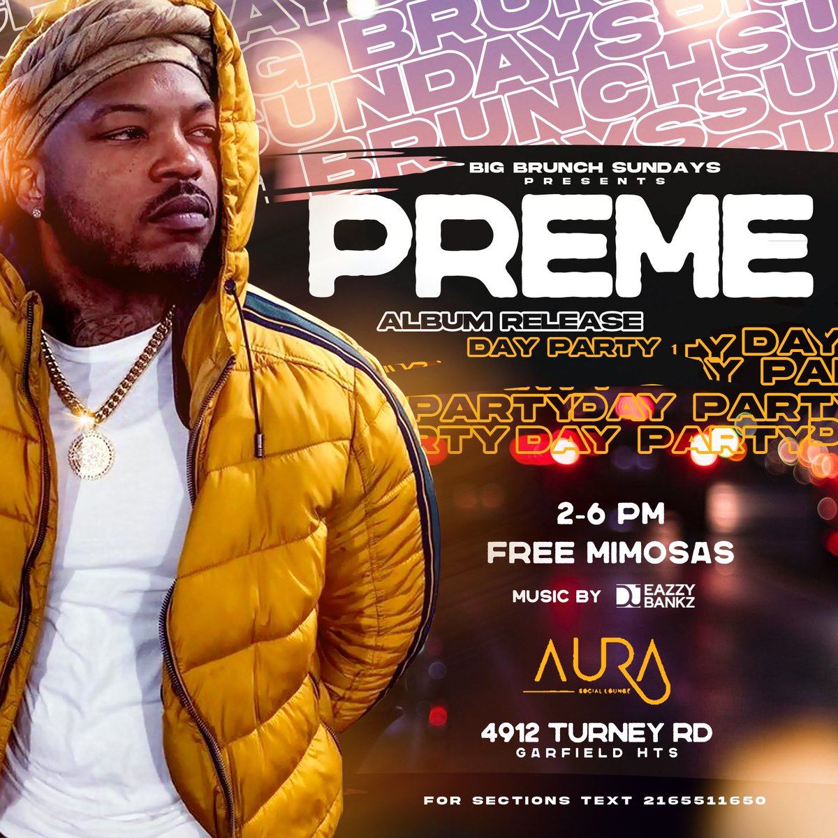 HeartbreakPreme's tweet photo. Album Release Party/ Day Party This Sunday at Aura doors open at 2pm ๐โฌ๏ธ๐ฅ music by (Dj Eazzy Banks) #RealRare https://t.co/OhE6fnuwwf
