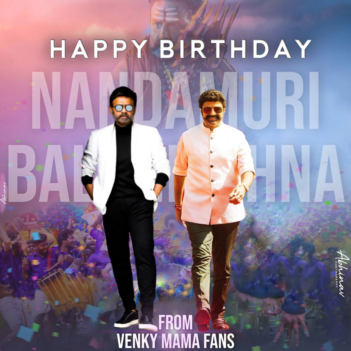 Wishing #NandamuriBalakrishna garu a very happy birthday From @VenkyMama Fans

#AkhandaBirthdayRoar 
#HappyBirthdayNBK #Akhanda
#NBK61 #NBKBirthday #NBK #VictoryVenkatesh #VenkyMama #Venkateshdaggubati