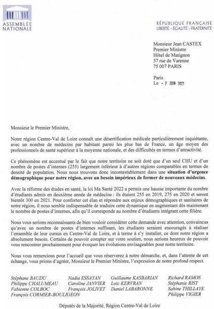 🩺J'ai proposé à mes collègues @LaREM_AN du <a href="/RCValdeLoire/">Région Centre-Val de Loire</a> de nous adresser au Premier Ministre <a href="/JeanCASTEX/">Jean Castex</a> pour l'alerter sur l’urgence démographique médicale de notre territoire et la nécessité de former davantage de nouveaux médecins pour mieux soigner nos concitoyens
@LaREM_AN