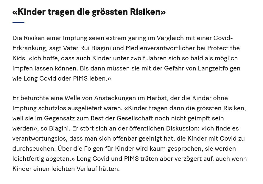 ruibiagini's tweet photo. Danke @20min, dass ihr #ProtectTheKids zu Wort kommen lasst. Es ist wichtig, den Krankheitsverlauf von #PIMS und #LongCovidKids zu differenzieren.

Leider sind unsere Forderungen #CO2Sensor, #LuftfilterStattCovid und #Pooltesting nicht aufgenommen.

https://t.co/bzQy4n2WWG https://t.co/tE9pJml5ZD