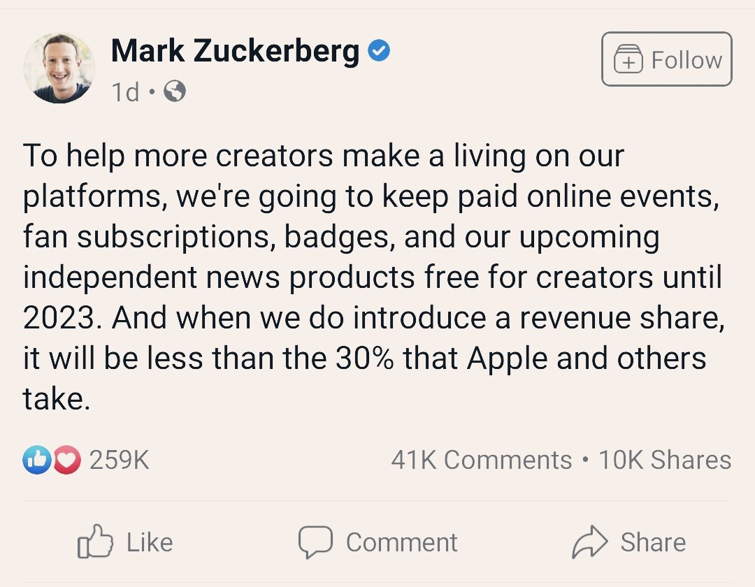 prashan_econ's tweet image. Passing off Price Elasticity as Altruism 😉 Facebook as a platform is relatively price elastic compared to Apple. If elastic, lower prices raise revenues. If inelastic, higher prices raise revenues. Boom. 🎉
#EconomicsIsEverywhere #Elasticity #Facebook #Apple 
#EveryoneSayWow
