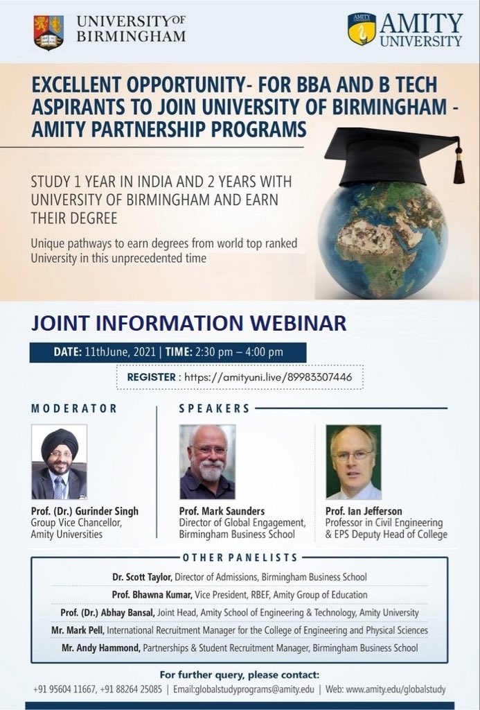 DrGSingh1's tweet photo. Join us  in our informative session to find out how one can earn BBA and BTECH from University of Birmingham at a very affordable fee. https://t.co/7LCz8XWKG0