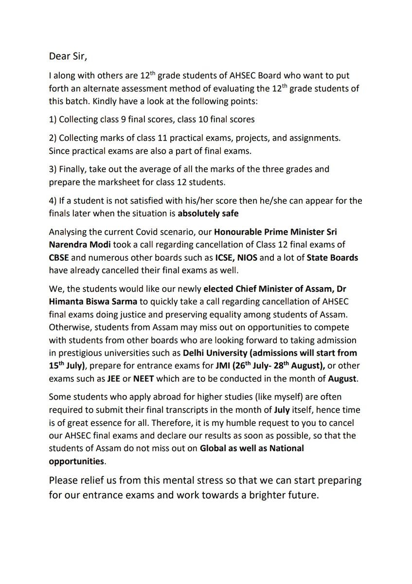 12th_grade's tweet photo. @anubha1812 Please take a look into this ma'am. I have prepared an alternate assessment method for Class 12 Assam State Board(AHSEC) Students. 
#WakeUpSEBAAHSEC 
#CancelAssamBoardExams https://t.co/ThuVuKl2Kx
