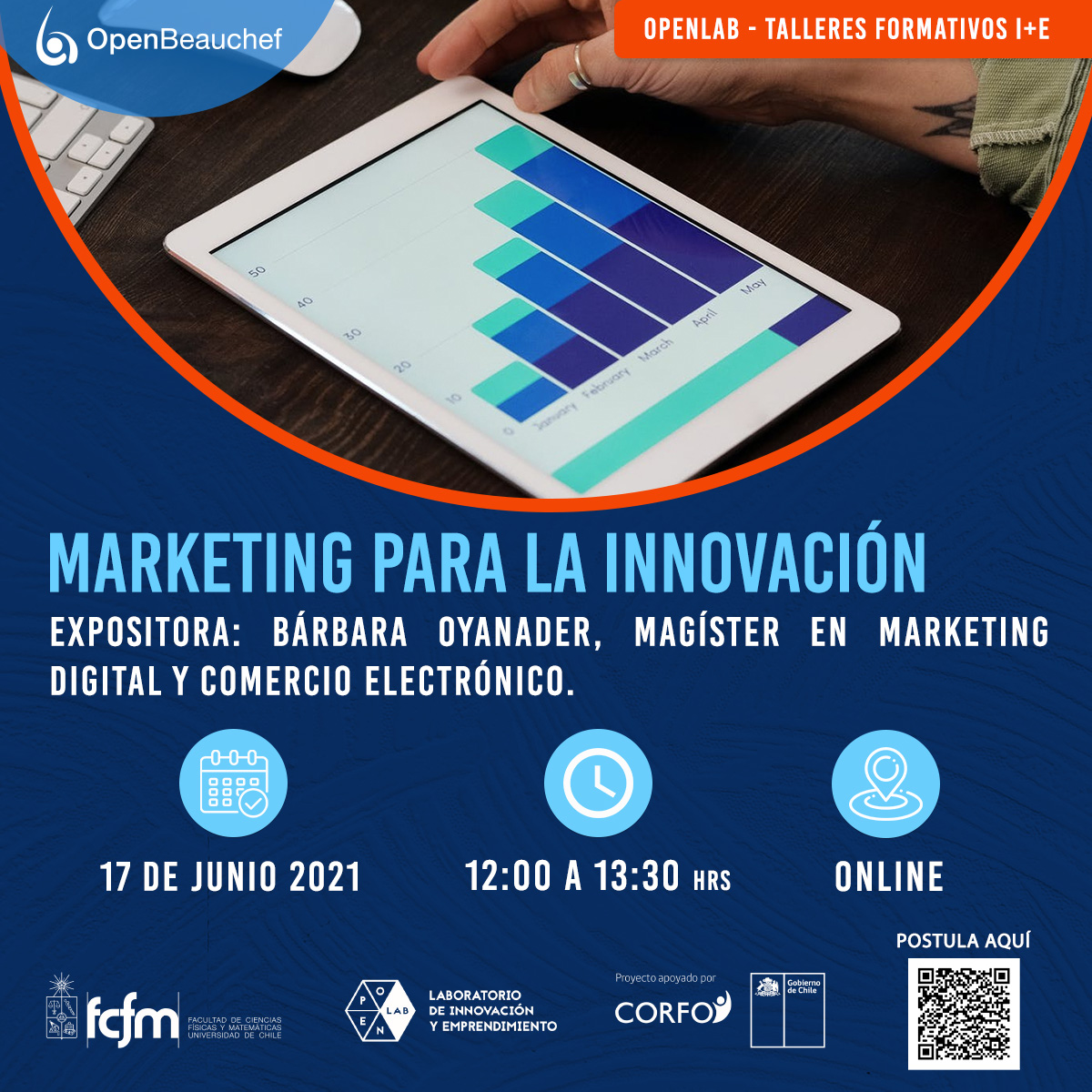 Aprenderemos Marketing digital para negocios innovadores y su desafío en participar en los mercados 💡.
Postula en openlab.uchile.cl/2021/06/07/cre…

#TalleresUchile #Formacióncontinua #InnovaciónenChile #TalledesdeEmprendimiento #Pymes #Emprendedores #Capacitación
