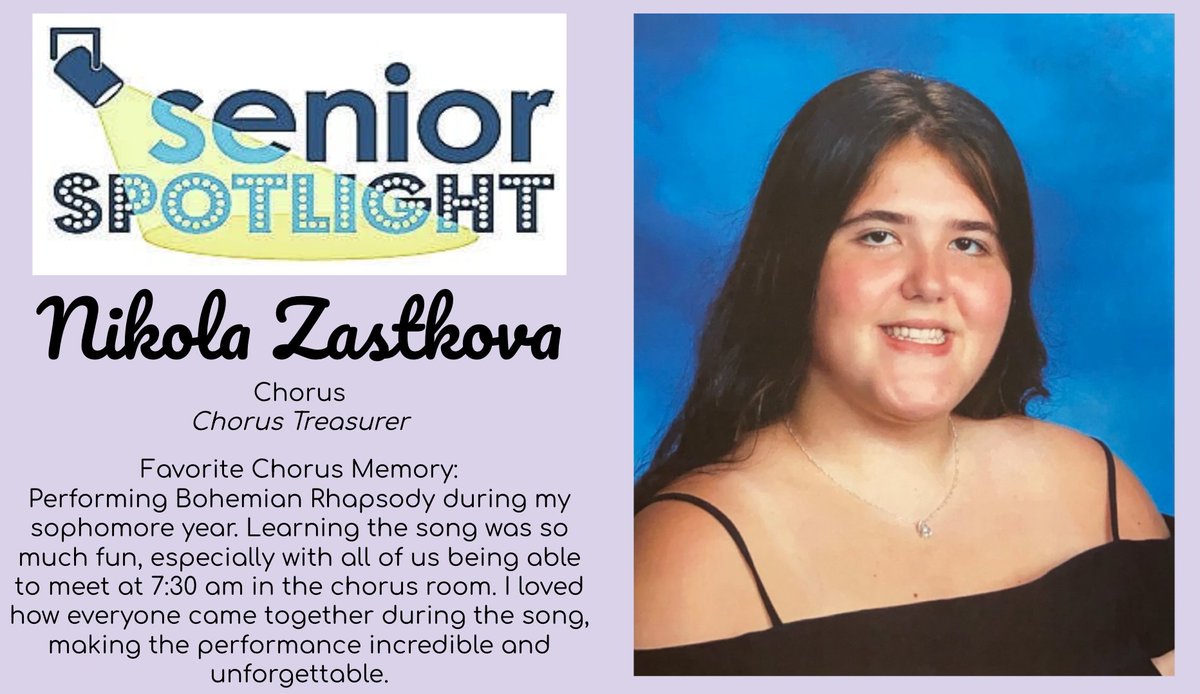 MrsPadillaHBHS's tweet photo. We are continuing our Chorus #seniorspotlight series with our treasurer, Nikola Zastkova! #hbhschorus #HBStrong https://t.co/vHffSW3hif