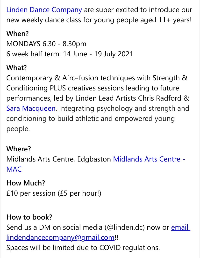 Shenley_Dance's tweet photo. ***OPPORTUNITY*** New class with @linden_dc please read! @ShenleyOfficial #dance #keepworking https://t.co/nVs7F9f55g