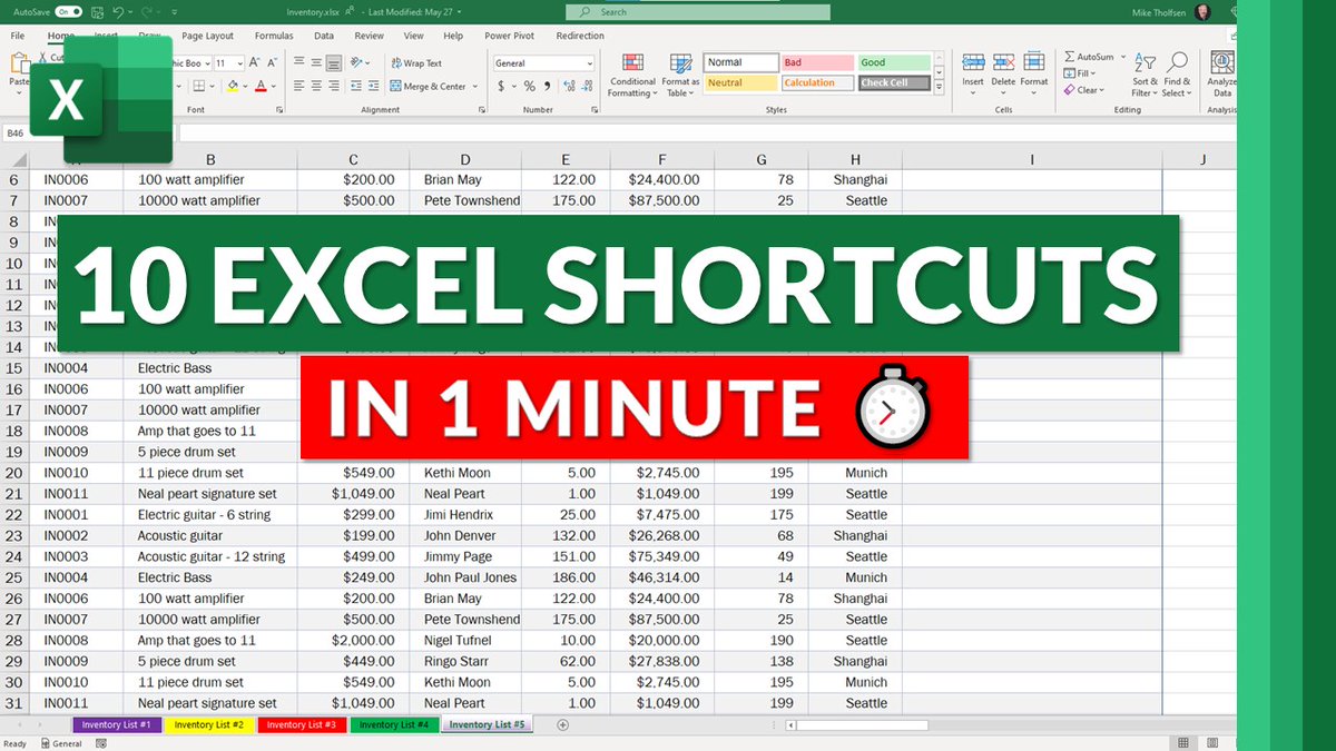 A tutorial video on my Top 10 time-saving Excel shortcuts in under 1 minute ⏱ Pump up your Excel efficiency and productivity 📈

YouTube 📺 youtube.com/watch?v=wirfjG…

#edtech #MIEExpert #STEM #elearning <a href="/msexcel/">Microsoft Excel</a>