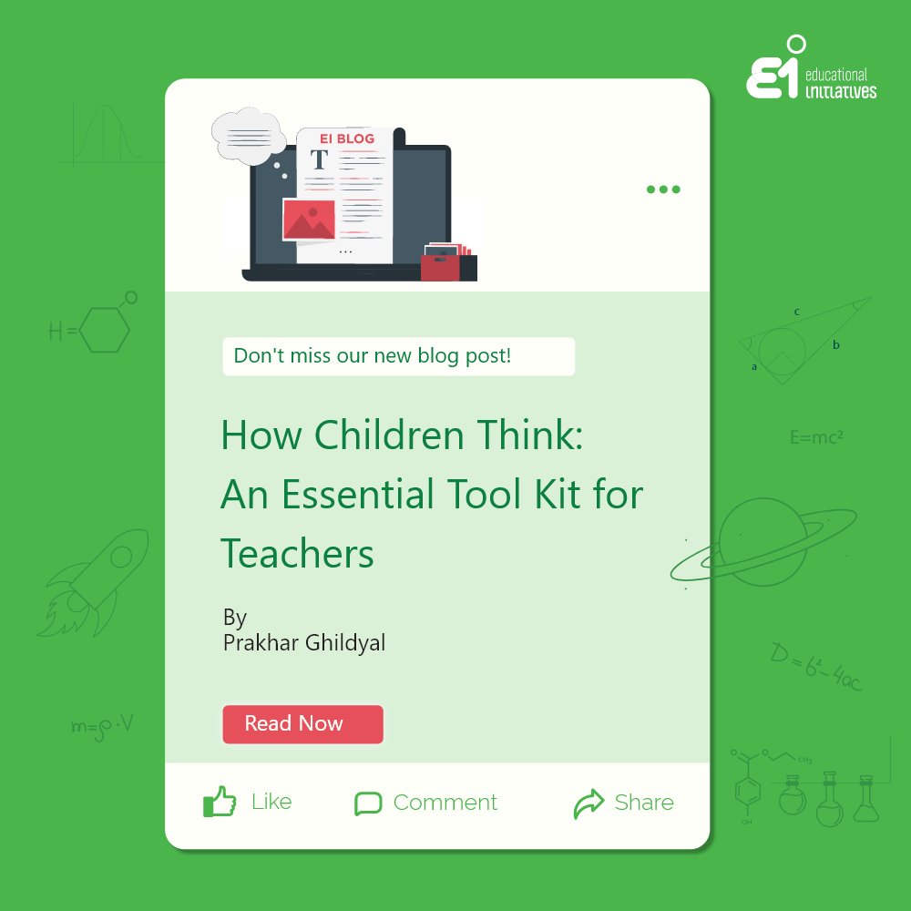 eistudy1's tweet image. @PrakharGhildyal , in this blog, talks about exploring the world of how children think and leverage this knowledge to enhance the teaching-learning process. 
Read on:
blog.ei-india.com/2021/06/08/how…
#EIblog #Education #EducationalInitiatives #howchildrenthink #teachingandlearning
