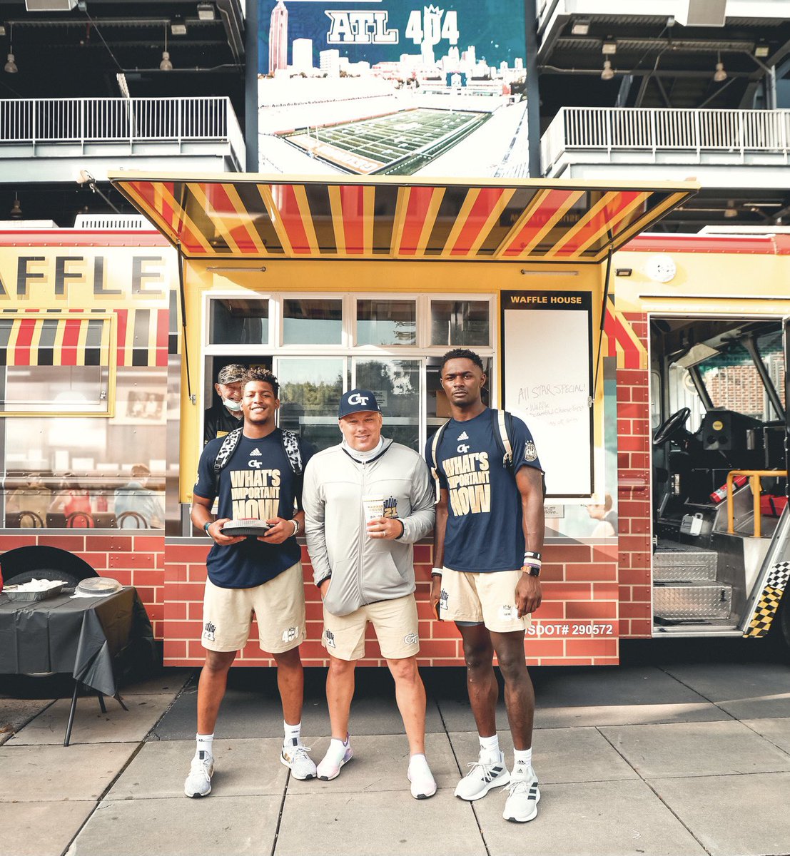 CoachCollins's tweet photo. Post @StrengthGT Workout Meal 
from @WaffleHouse at Legendary
Bobby Dodd Stadium 🏆🏆🏆🏆

W.I.N.2️⃣1️⃣ /// RELENTLESS https://t.co/6IIgRnQ8SW