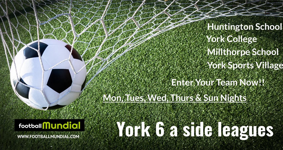 New season of our Tuesday 6 a side <a href="/yorksport1/">York Sport</a> starts next week. New teams can enter now at footballmundial.com/apply