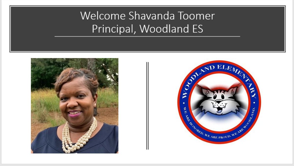 Please join me in welcoming Shavanda Toomer as the new principal of Woodland Elementary School! <a href="/FultonCoSchools/">FultonCountySchools</a> <a href="/shavanda_toomer/">Shavanda Toomer</a> @CJ_FCS_CAO @WESWildcat