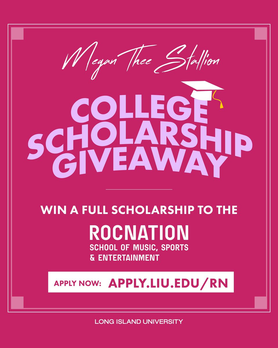 SCHOLARSHIP GIVEAWAY ALERT🚨  I’m helping my hotties pursue their dreams! Education has always been important to me so I’ll be funding a full-ride scholarship for the Roc Nation School of Music,Sports & Entertainment at LIU. All four years - PAID! Apply at apply.liu.edu/rn