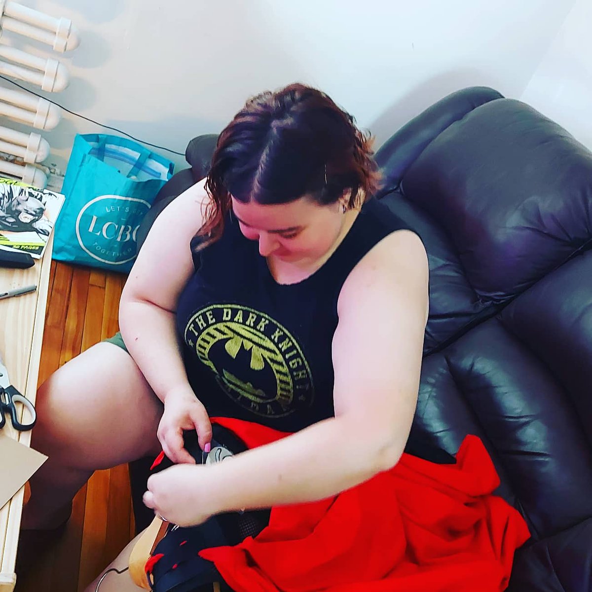 theLEGP's tweet photo. The superhero prepares. @zacharycounsil and @ashroulx creating his Mr. Xtreme's outfit. #legp https://t.co/R4Nr3PWNdo